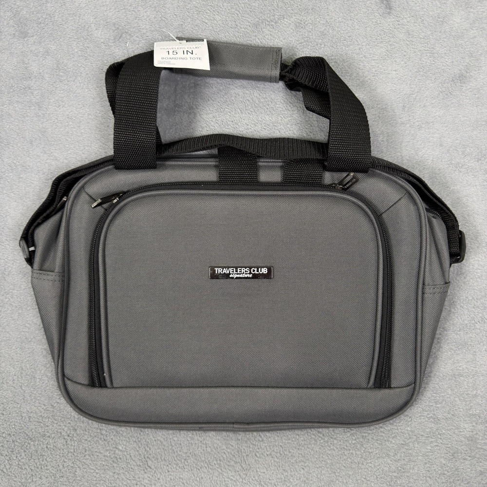 New Travelers Club Boarding Tote Gray‎ Back 15" With Strap